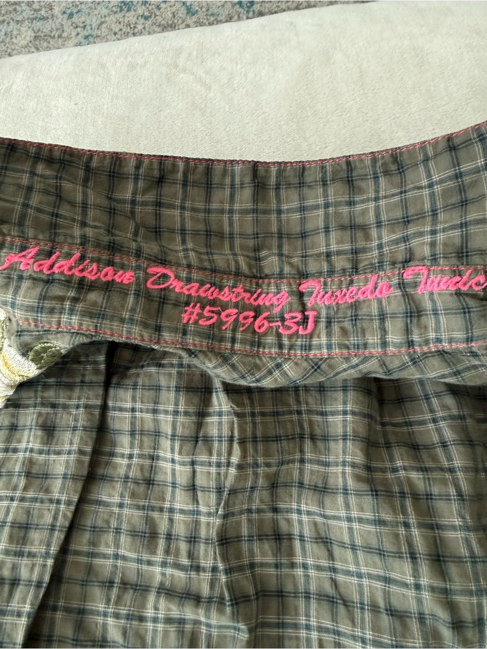 Johnny Was 3 J Olive Plaid Dress with Embroidery Size Small E04 - Picture 11 of 11